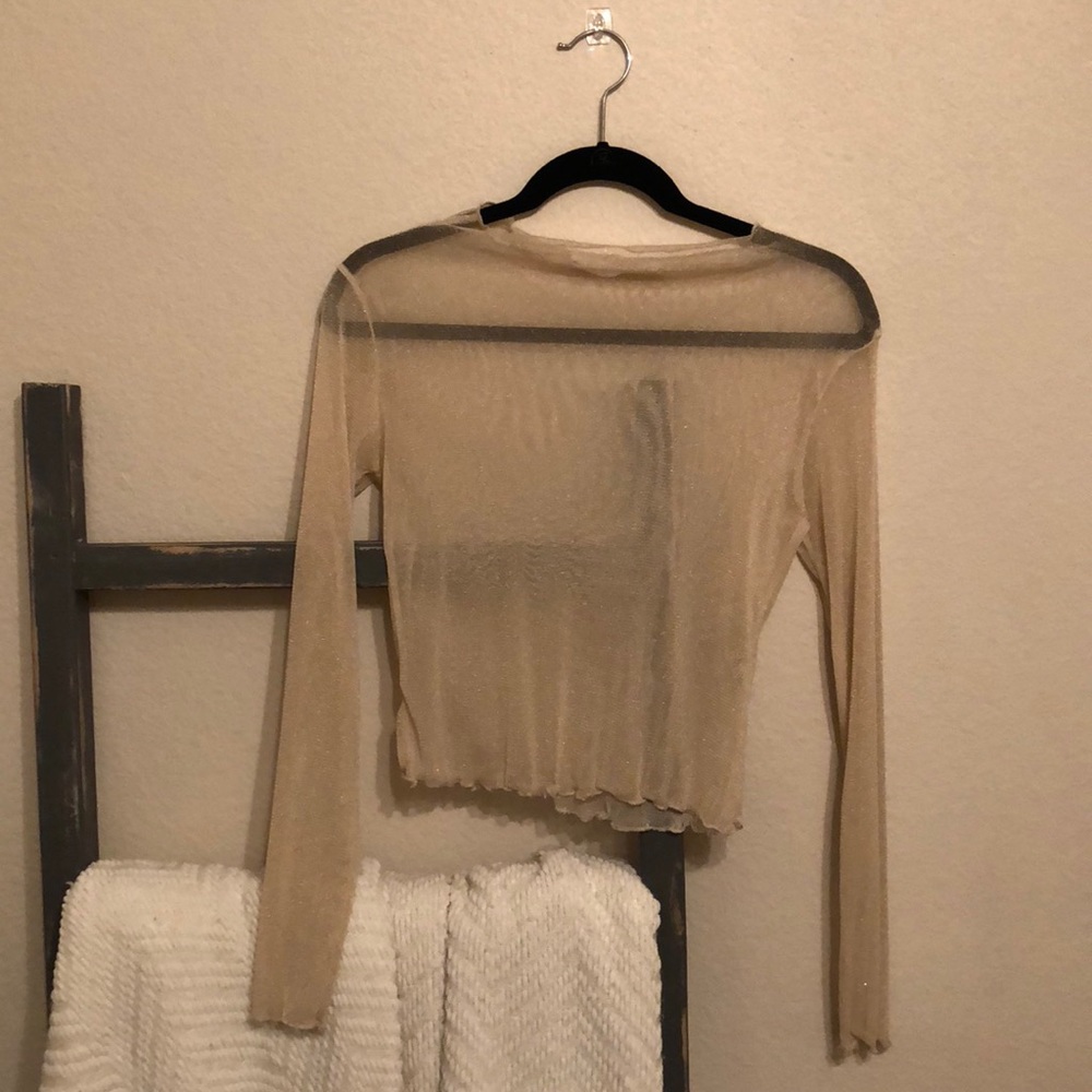 Nectar Boutique sheer tan long sleeve top